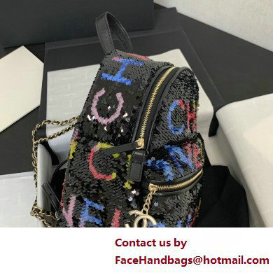 Chanel Sequins  &  Silver-Tone Metal Mini Backpack Bag AS4662 Black, Yellow, Pink  &  Blue 2025